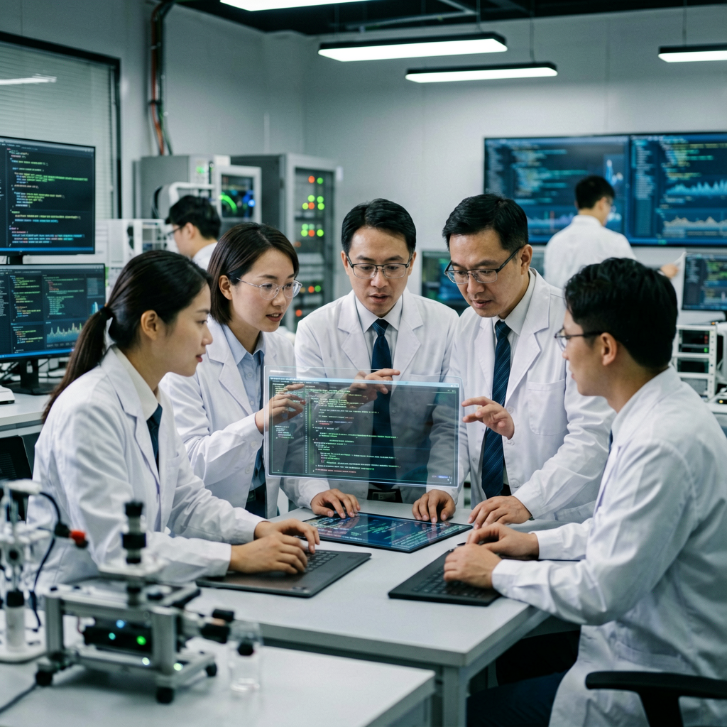 乐竟科技研发实验室与技术人员进行代码审查